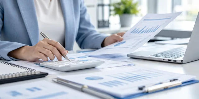 Accountant reviewing business tax reports